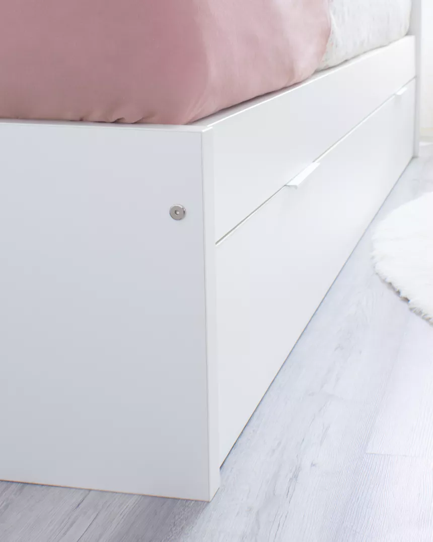 Letto estraibile laminato bianco 90x190 pediera bassa