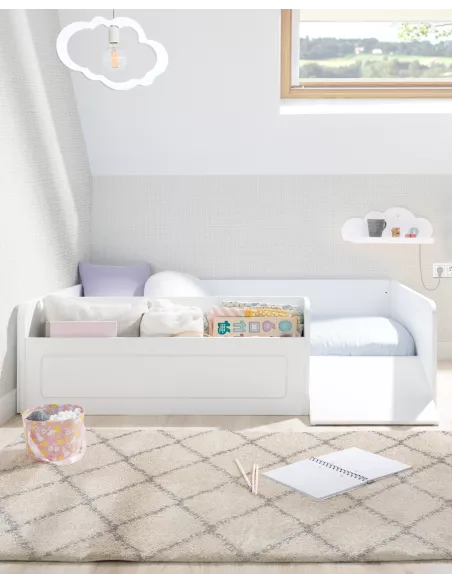 Letto montessori bianco con contenitore e rampa - consegna gratuita