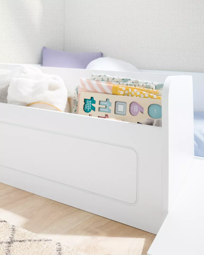 Letto montessori bianco con contenitore e rampa - consegna gratuita