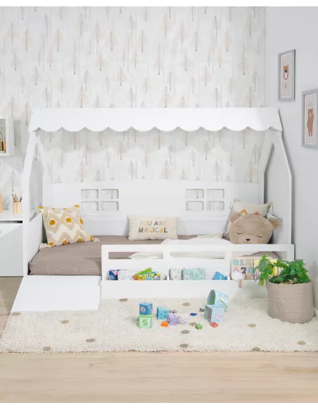 letto a casetta montessori con contenidore e rampa - Consegna gratuita