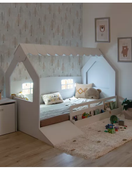 letto a casetta montessori con contenidore e rampa - Consegna gratuita