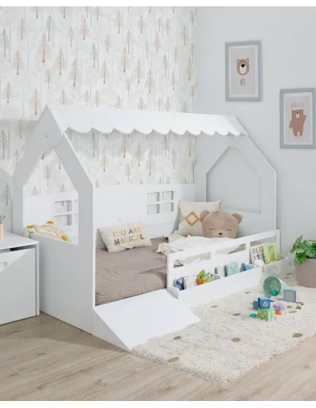letto a casetta montessori con contenidore e rampa - Consegna gratuita