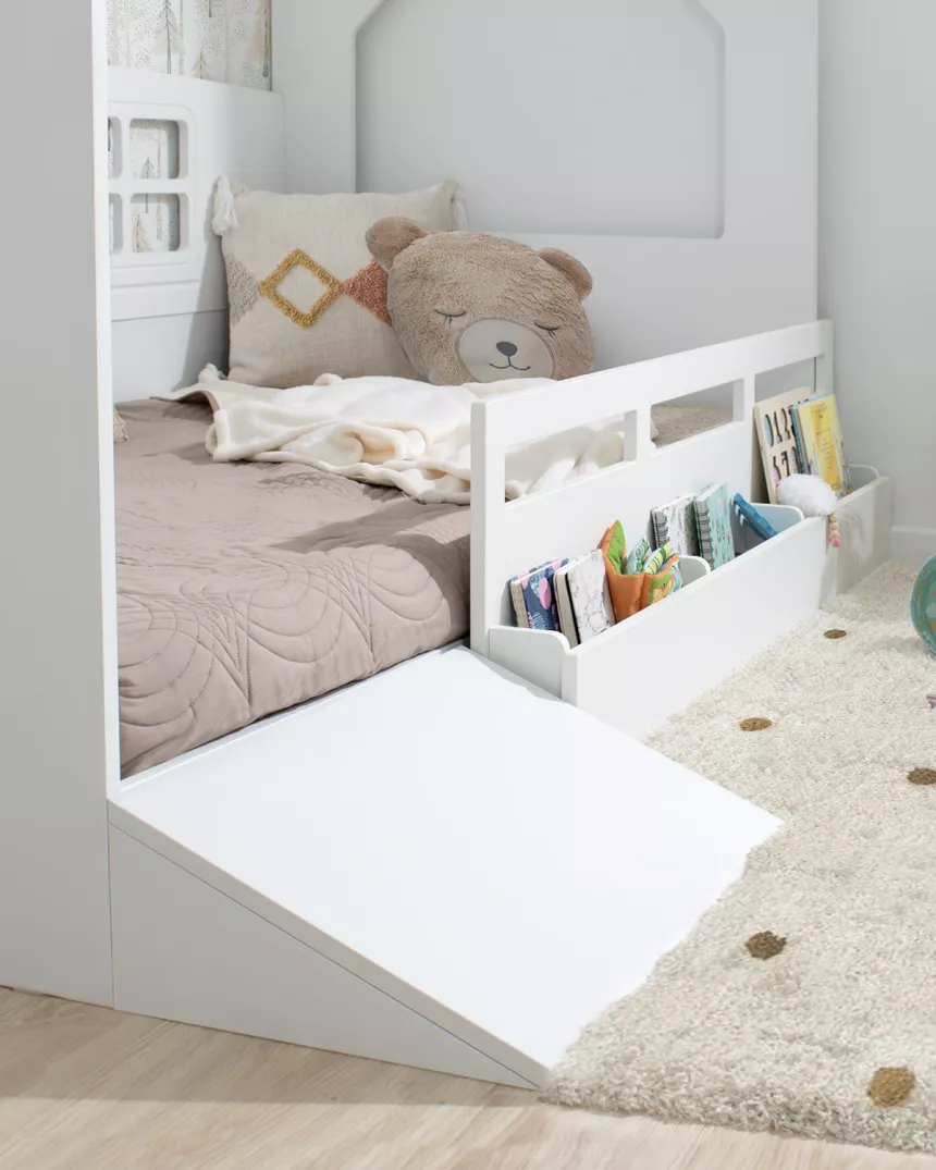 letto a casetta montessori con contenidore e rampa - Consegna gratuita
