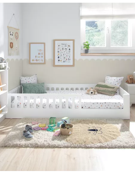 Letto montessori con sbarre CRETA Bianco - Consegna gratuita