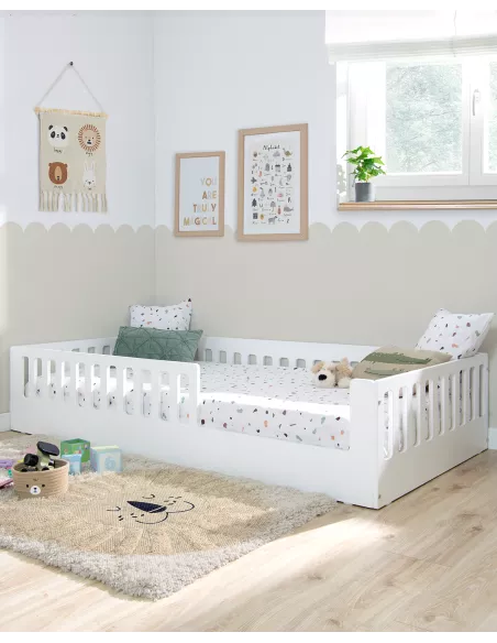 Letto montessori con sbarre CRETA Bianco - Consegna gratuita