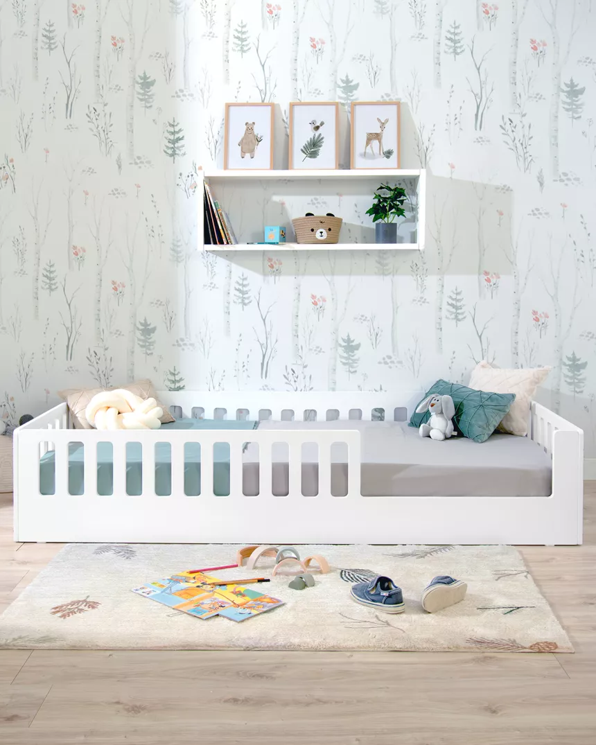 Letto montessori con sbarre CRETA Bianco - Consegna gratuita