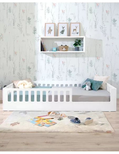 Letto montessori con sbarre CRETA Bianco - Consegna gratuita