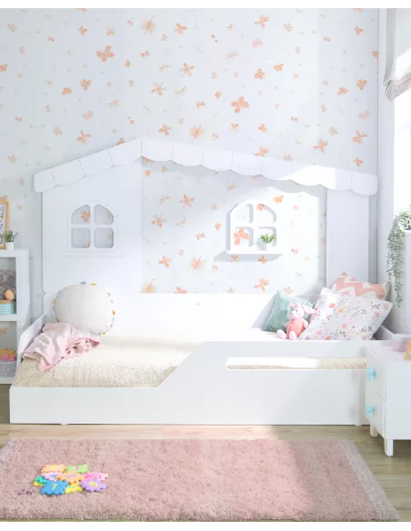 Letto a casetta montessori finestre - Consegna gratuita