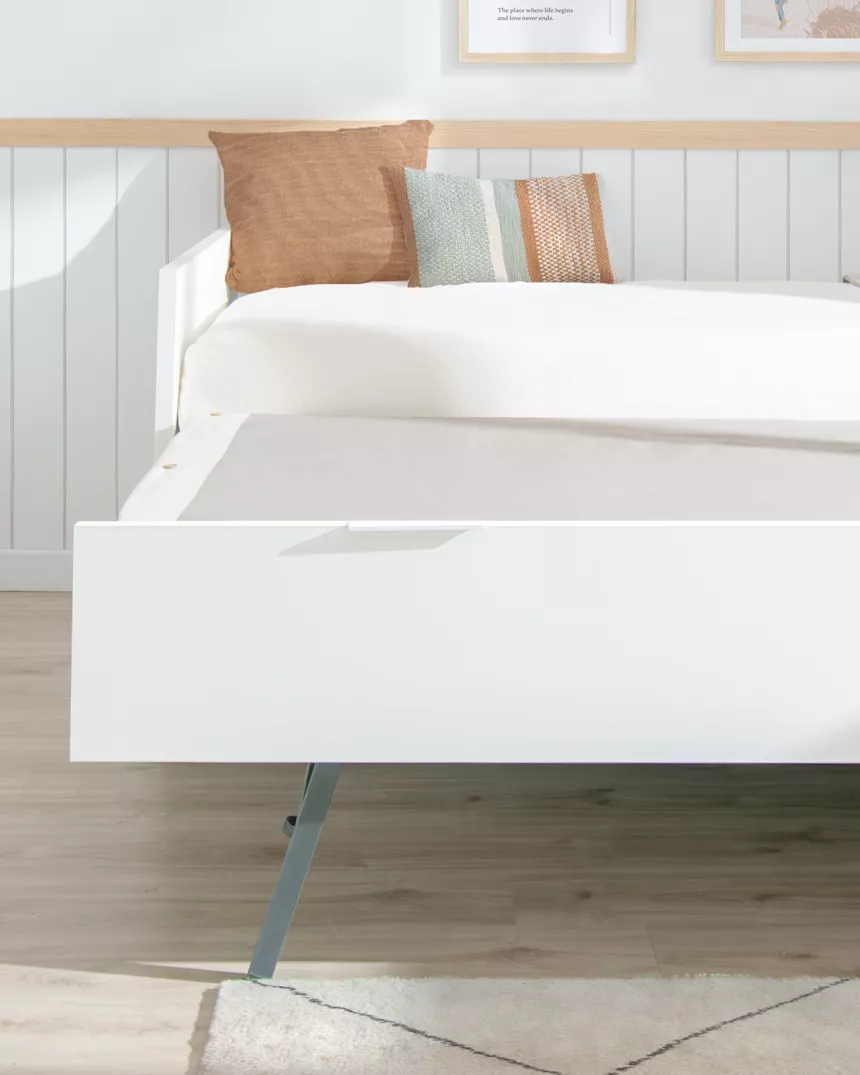 Letto estraibile laminato bianco 90x190 - Consegna gratuita