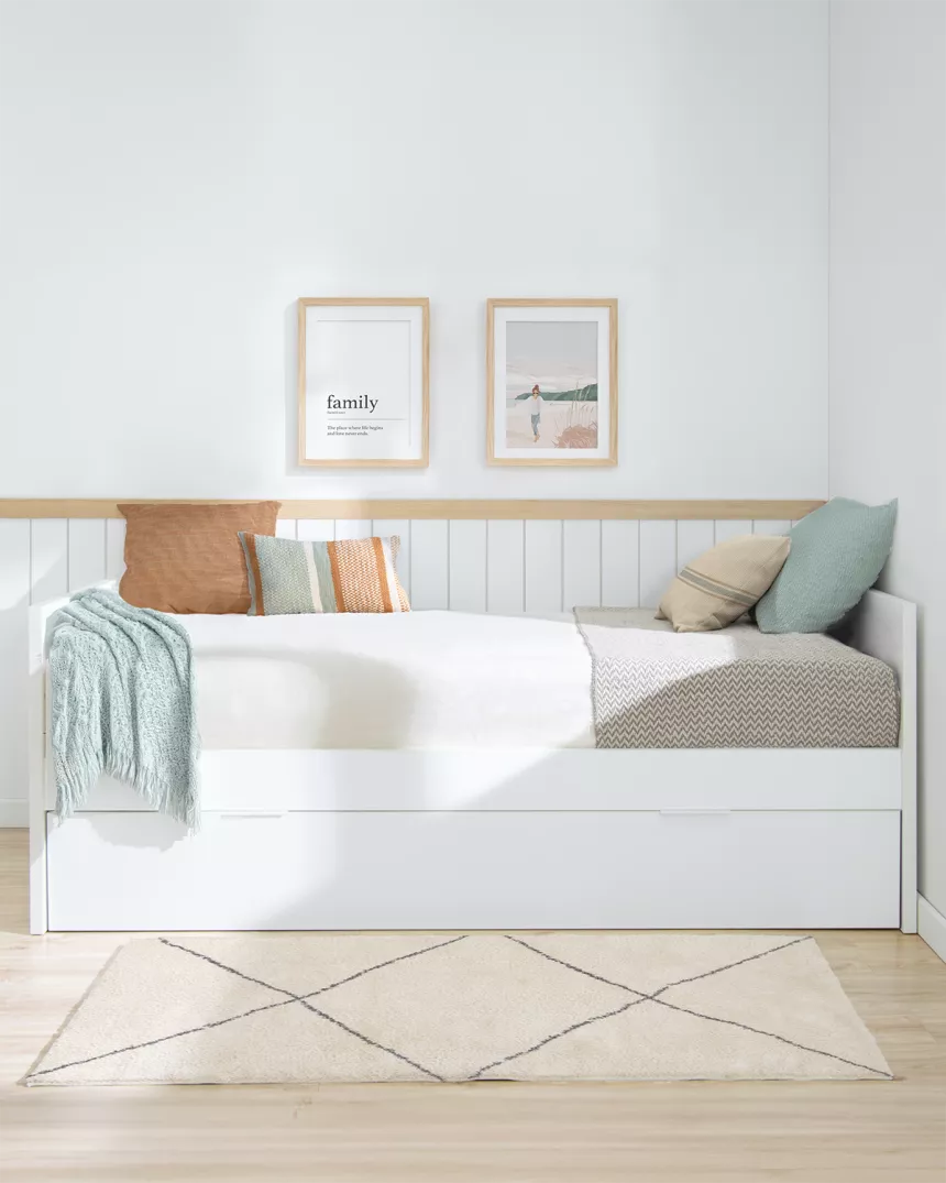 Letto estraibile laminato bianco 90x190 - Consegna gratuita