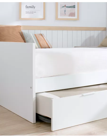 Letto estraibile laminato bianco 90x190 - Consegna gratuita