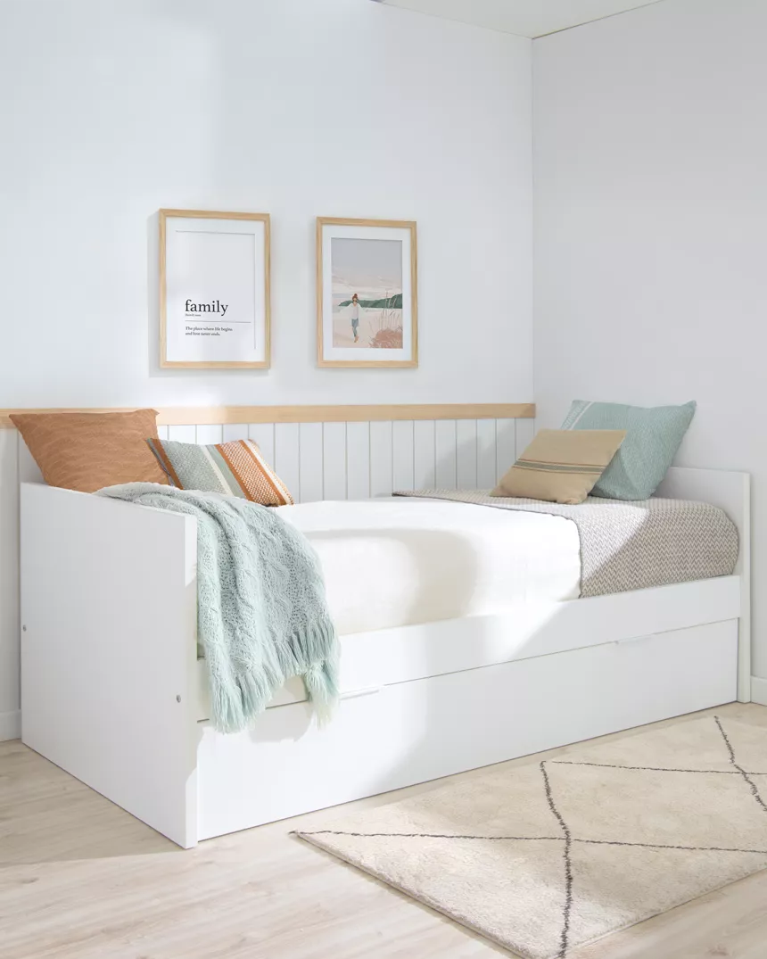 Letto estraibile laminato bianco 90x190 - Consegna gratuita