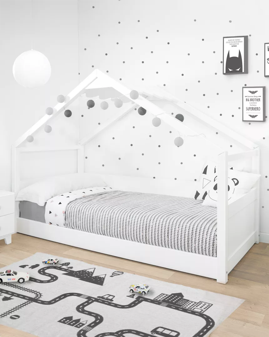 Letto Montessori a casetta bianco - Consegna gratuita