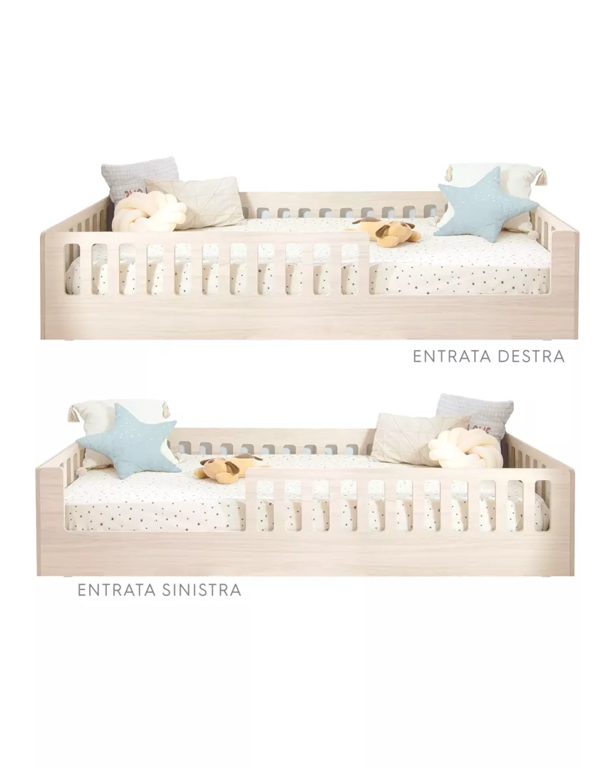 Letto Montessori Creta con barriera di sicurezza – Autonomia e qualità