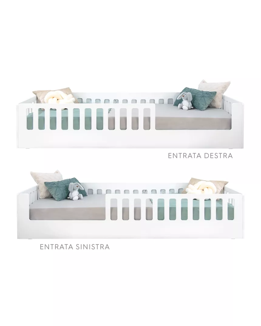 Letto montessori con sbarre CRETA Bianco - Consegna gratuita