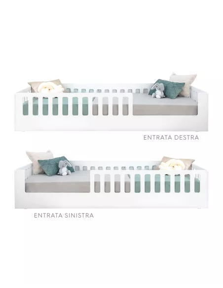 Letto montessori con sbarre CRETA Bianco - Consegna gratuita