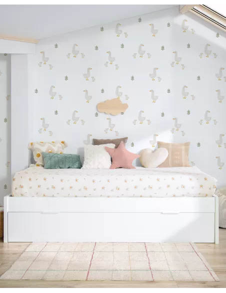 Letto estraibile laminato bianco 90x190 basso - Consegna gratuita