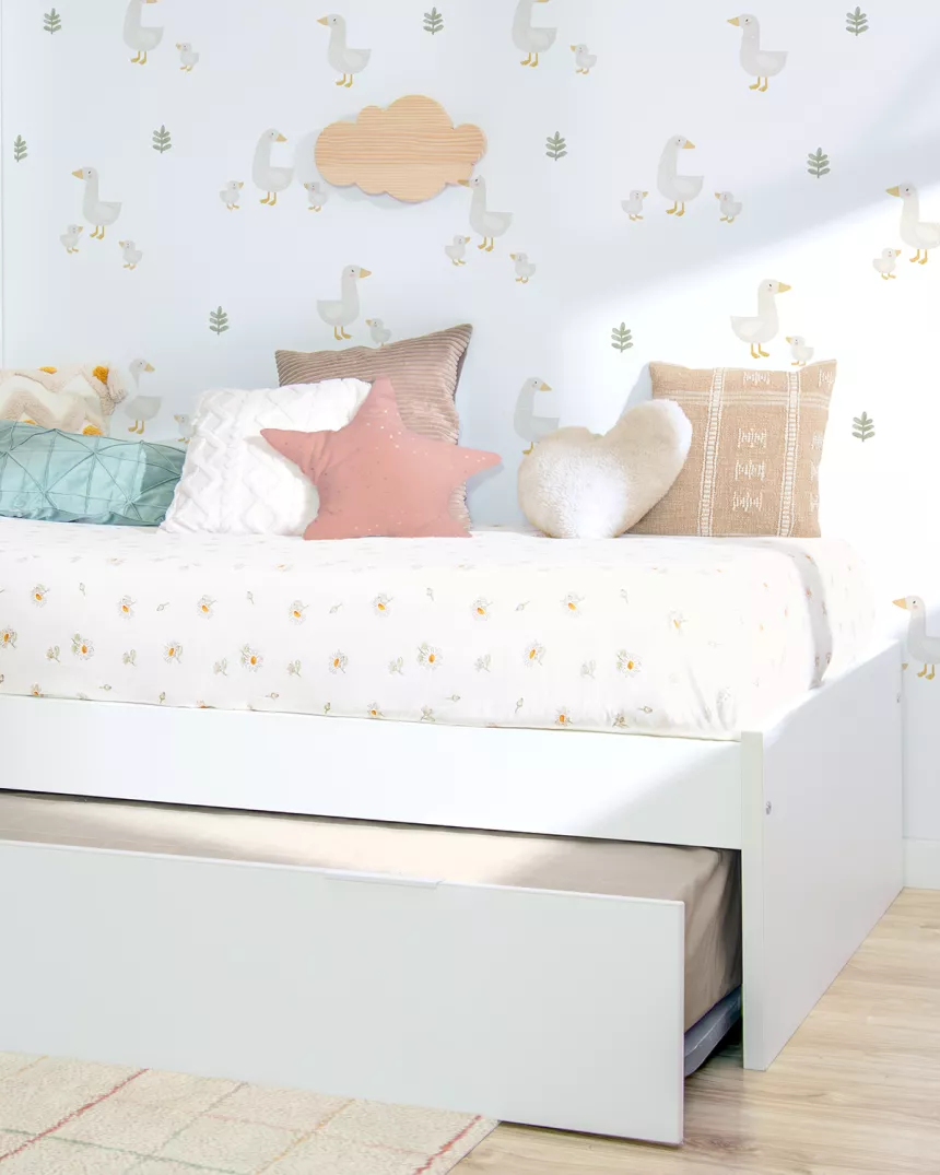 Letto estraibile laminato bianco 90x190 basso - Consegna gratuita