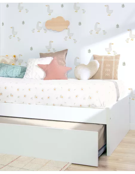 Letto estraibile laminato bianco 90x190 basso - Consegna gratuita