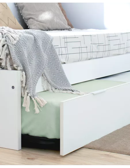 Letto estraibile laminato bianco 90x190 basso - Consegna gratuita