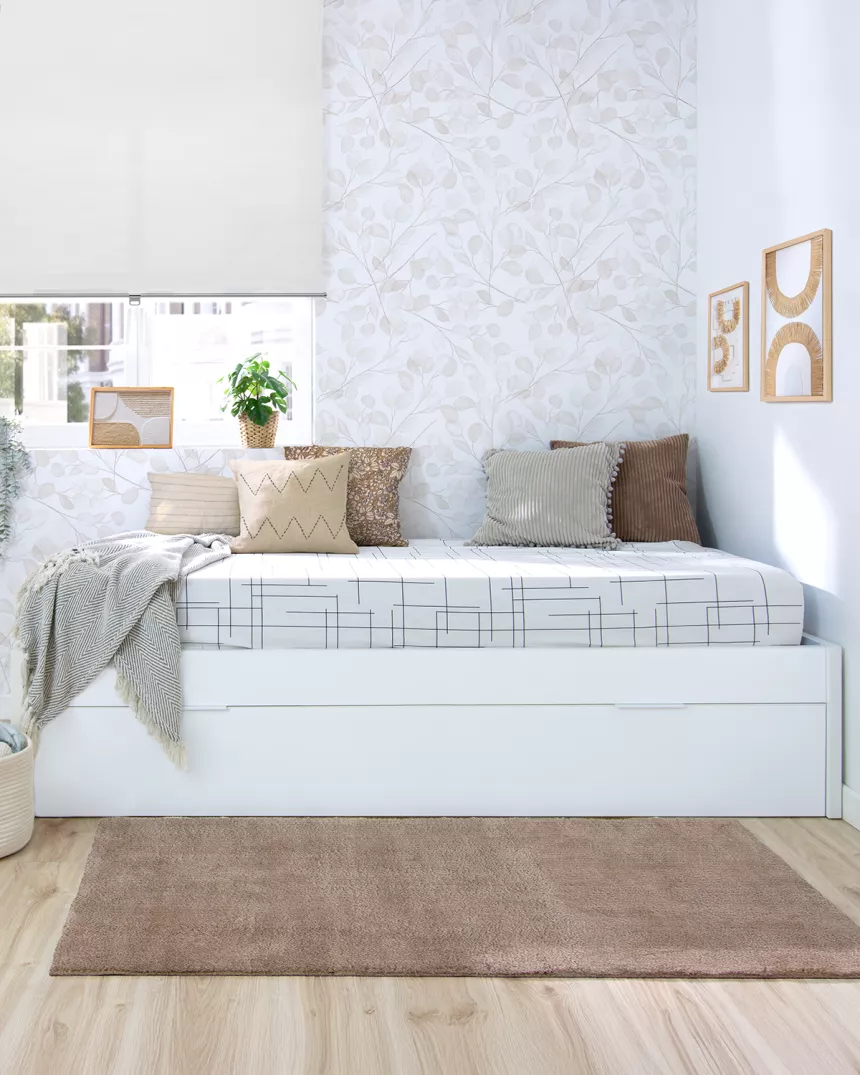 Letto estraibile laminato bianco 90x190 basso - Consegna gratuita