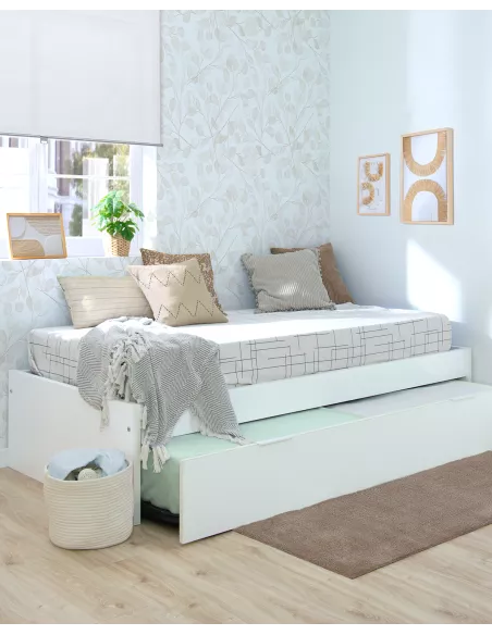 Letto estraibile laminato bianco 90x190 basso - Consegna gratuita