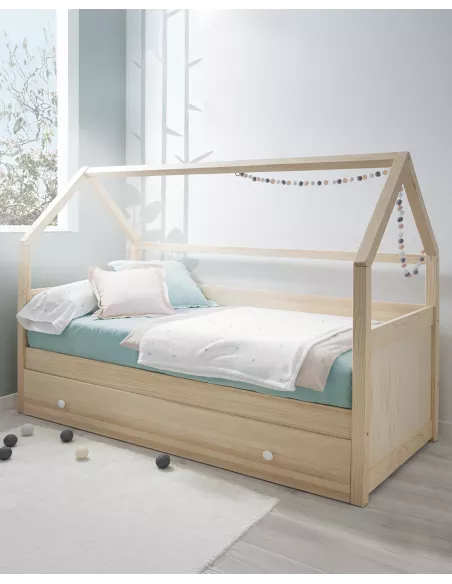 Letto casetta estraibile in legno - Consegna gratuita