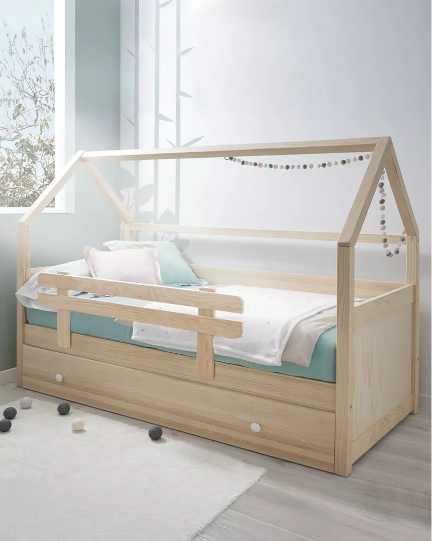 Letto casetta estraibile in legno - Consegna gratuita