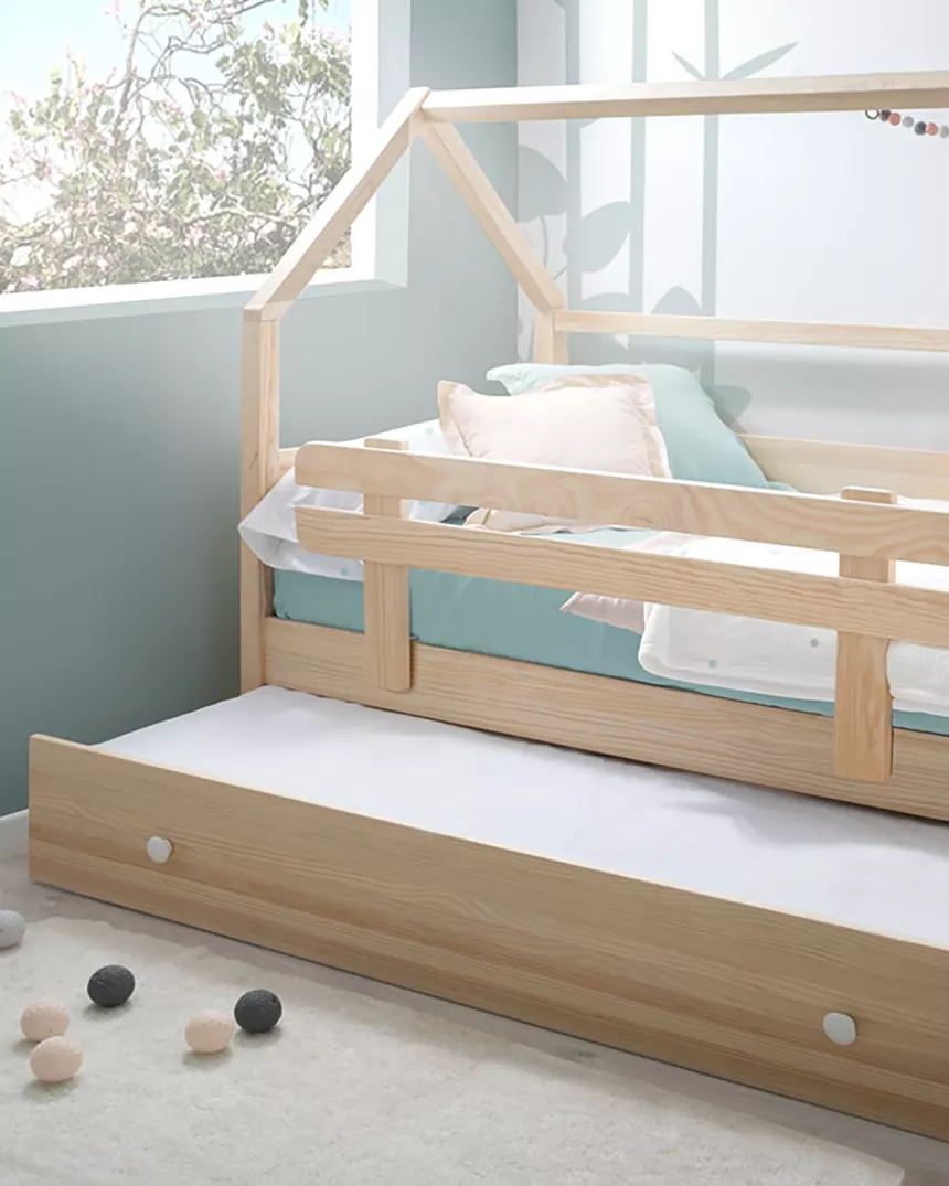 Letto casetta estraibile in legno - Consegna gratuita