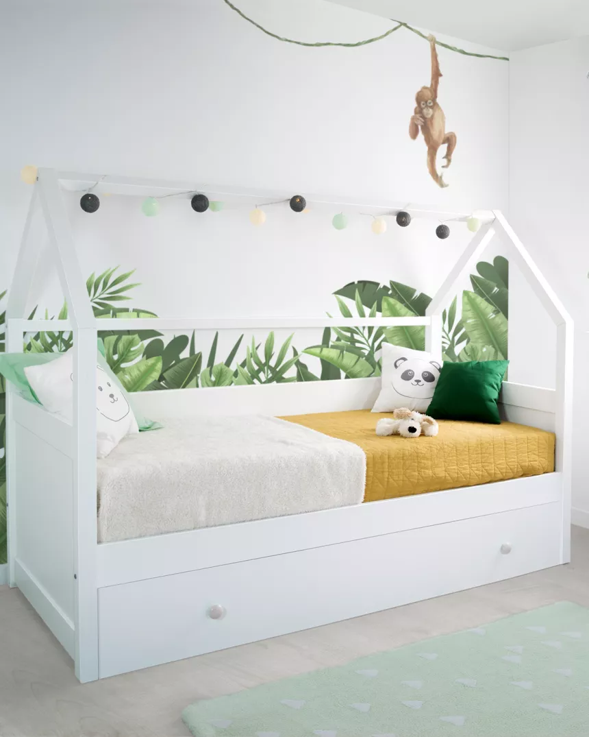 Letto estraibile bianco casetta-Consegna gratuita