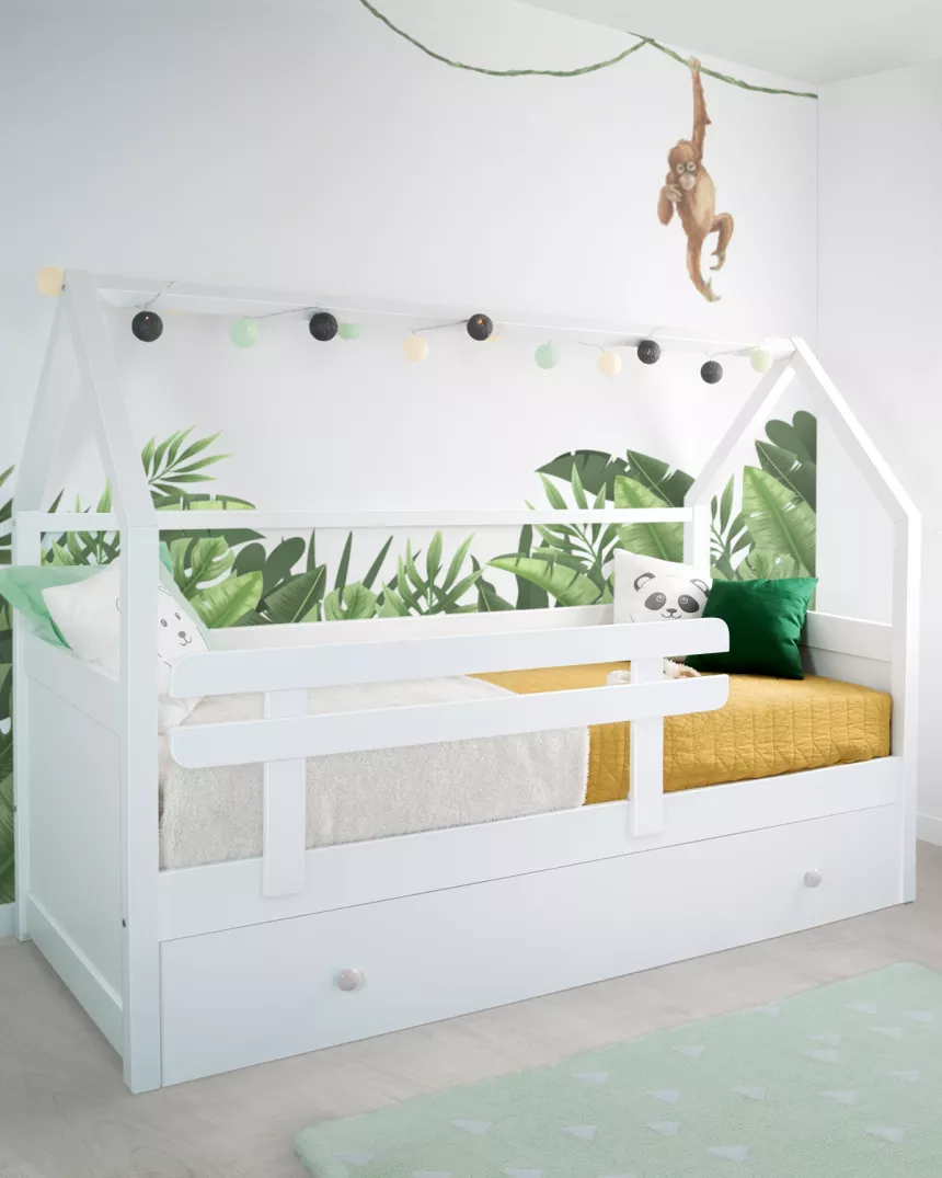 Letto estraibile bianco casetta-Consegna gratuita 2