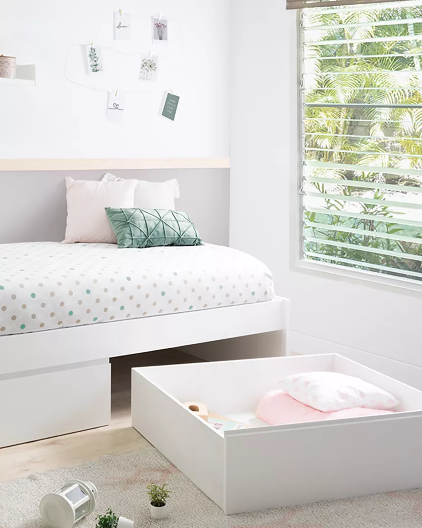 Letto con cassetti bianco basso - Consegna gratuita