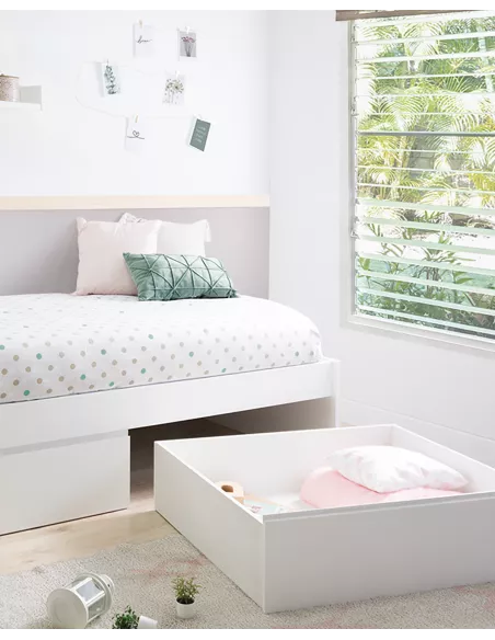 Letto con cassetti bianco basso - Consegna gratuita