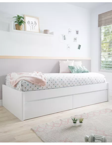 Letto con cassetti bianco basso - Consegna gratuita