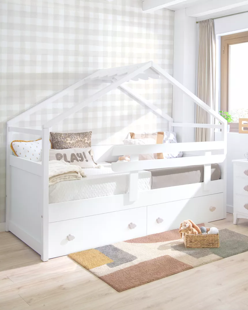 Letto bianco a casetta con cassetti- Consega gratuita 2