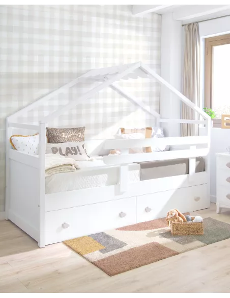 Letto bianco a casetta con cassetti- Consega gratuita