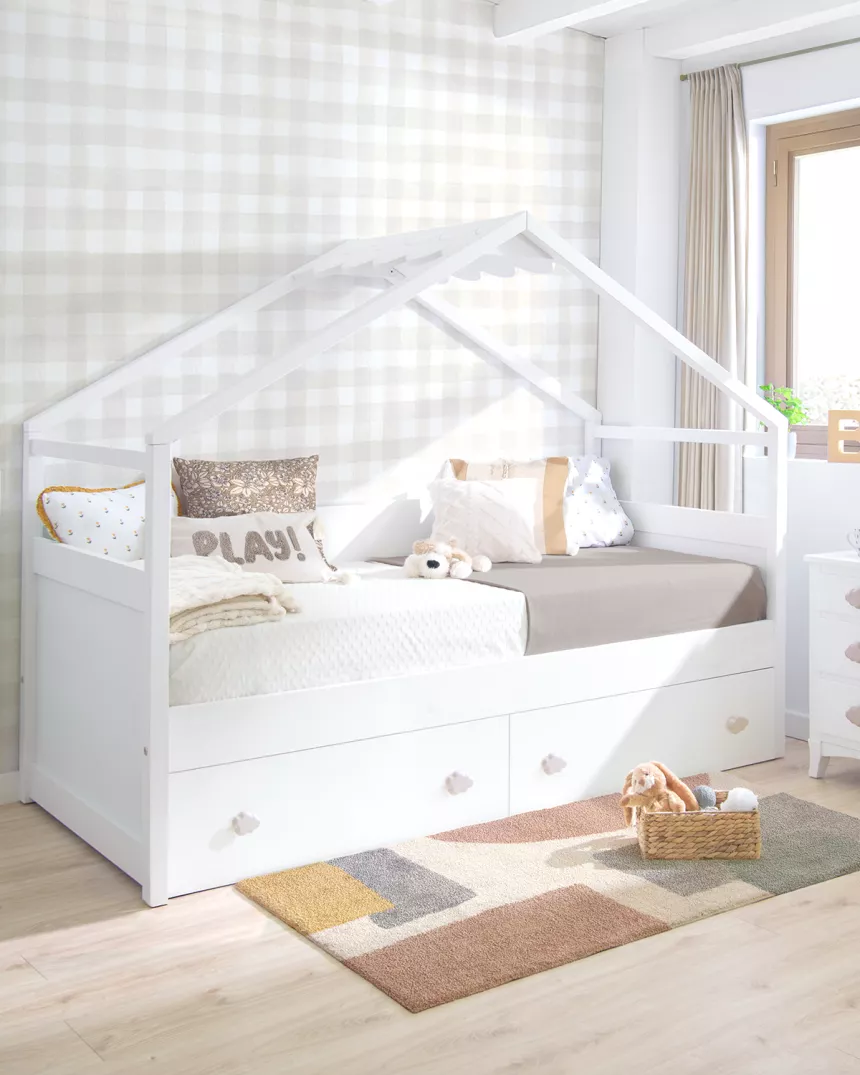 Letto bianco a casetta con cassetti- Consega gratuita