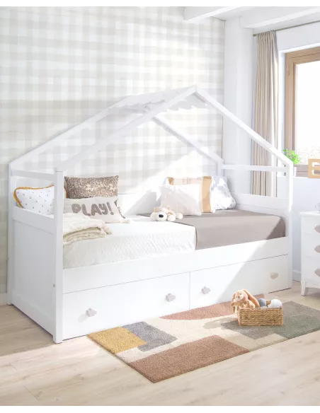Letto bianco a casetta con cassetti- Consega gratuita