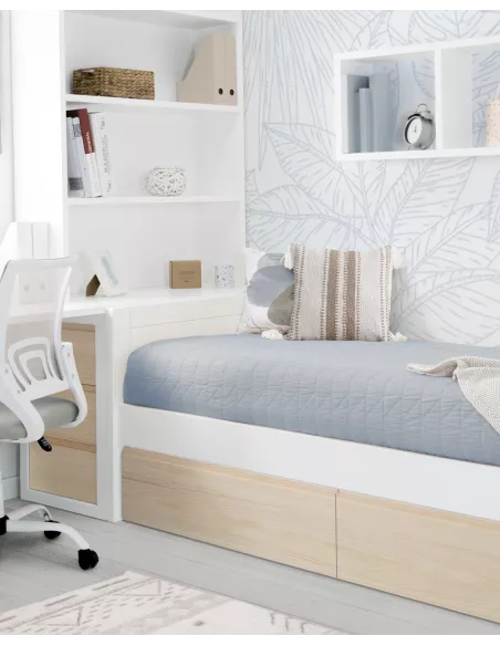 Letto con cassetti lineare nordico - Consegna gratuita