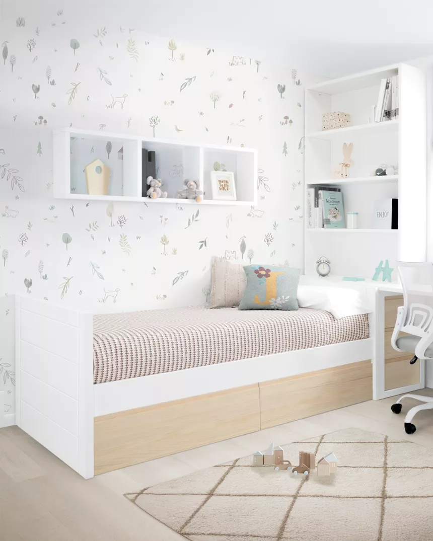 Letto con cassetti lineare nordico - Consegna gratuita