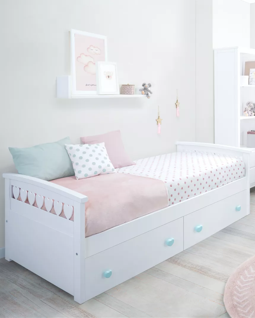 Letto con cassetti Cuori - Consegna gratuita