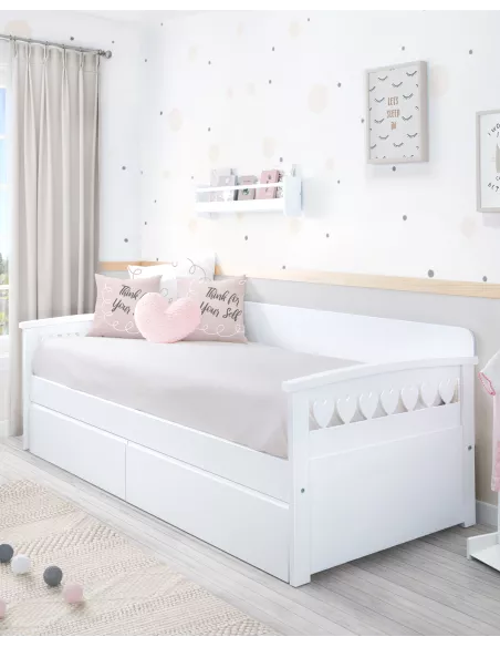 Letto con cassetti Cuori - Consegna gratuita