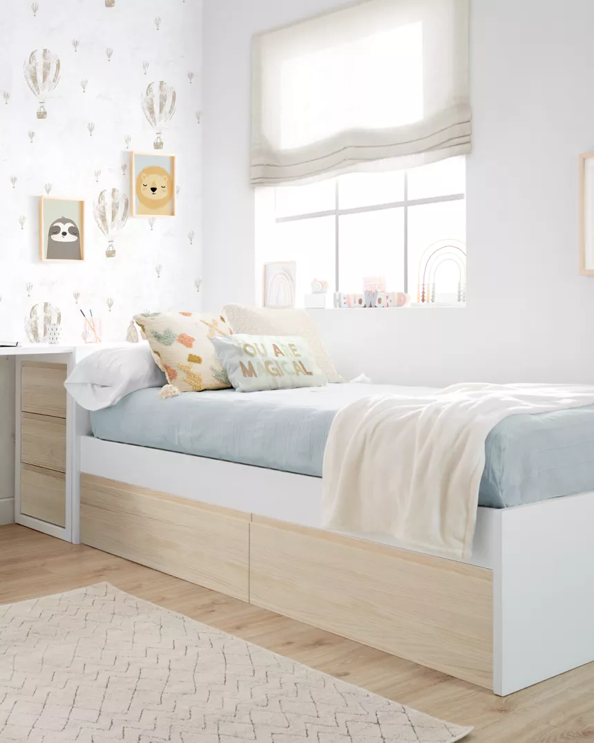 Letto con casseti per bambini nordico - pediera bassa