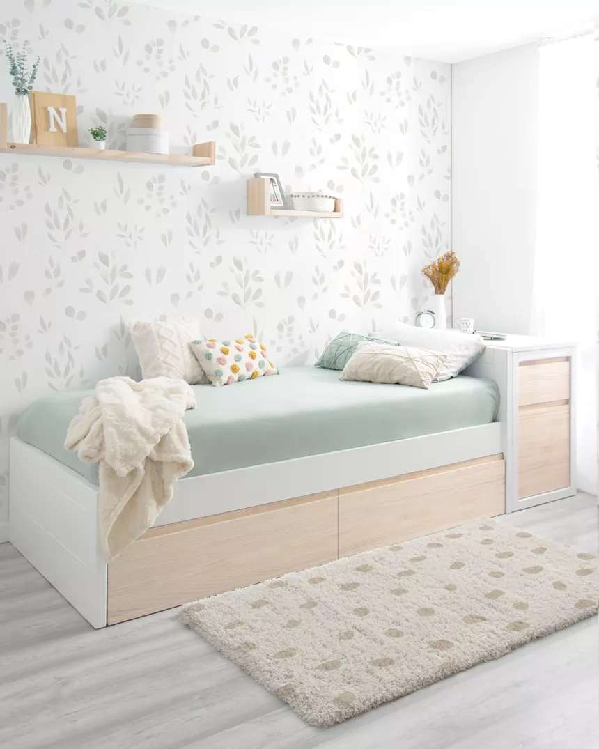 Letto con cassetti Lineare bassa nordico - Consegna gratuita