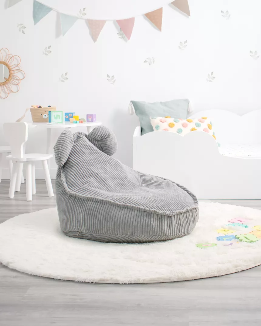 Pouf a sacco orsetto grigio per bambini - consegna gratuita