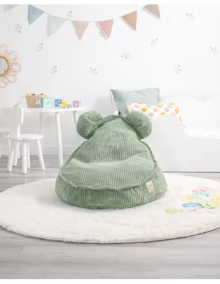 Pouf a sacco orsetto verde per bambini - consegna gratuita