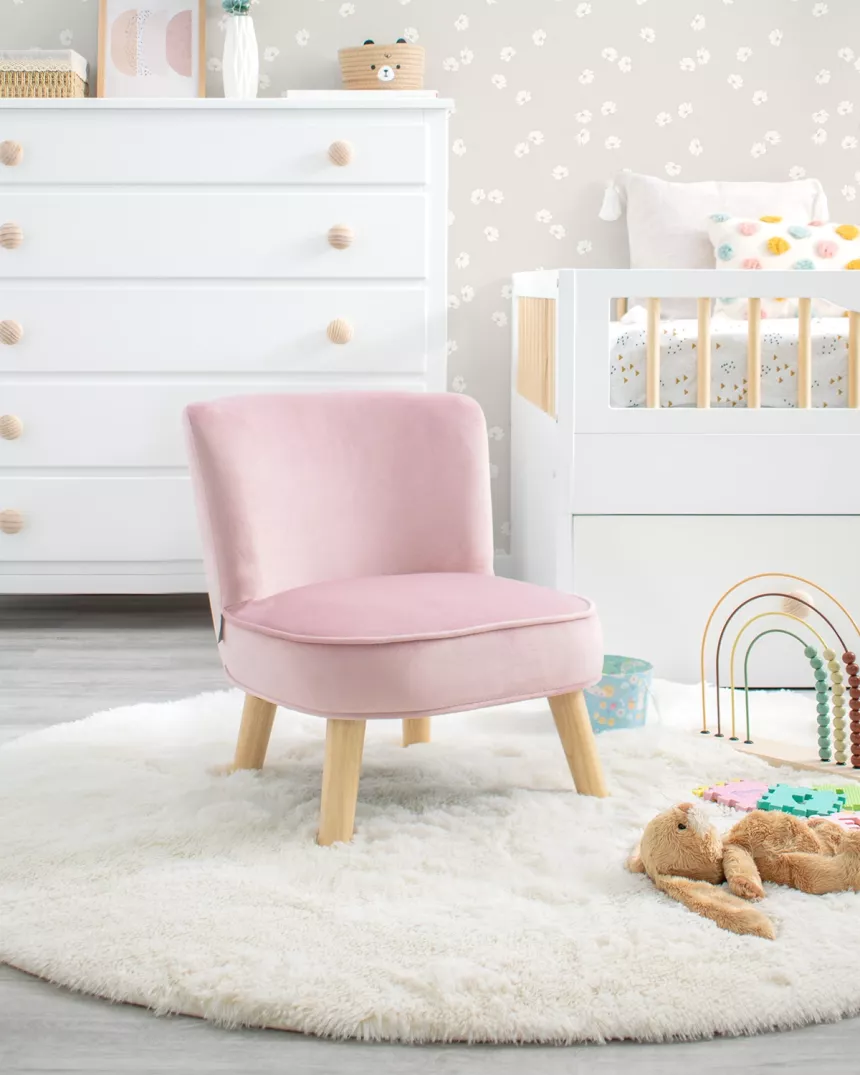 Poltroncina per bambini in velluto rosa - Per la cameretta dei bambini