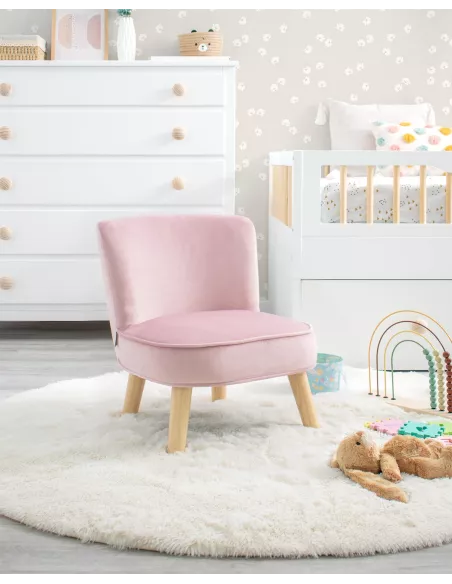 Poltroncina per bambini in velluto rosa - Per la cameretta dei bambini