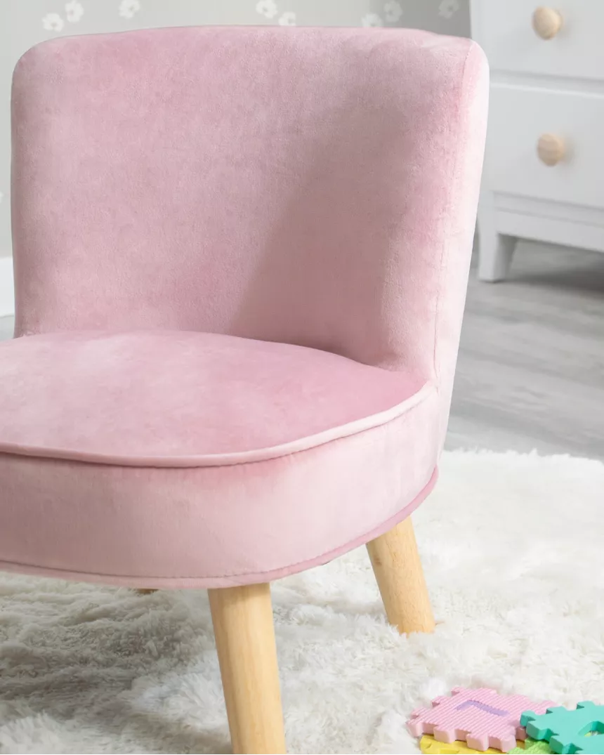 Poltroncina per bambini in velluto rosa - Per la cameretta dei bambini