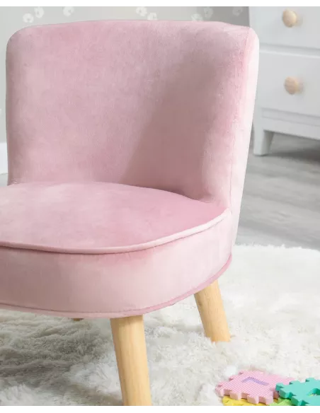 Poltroncina per bambini in velluto rosa - Per la cameretta dei bambini